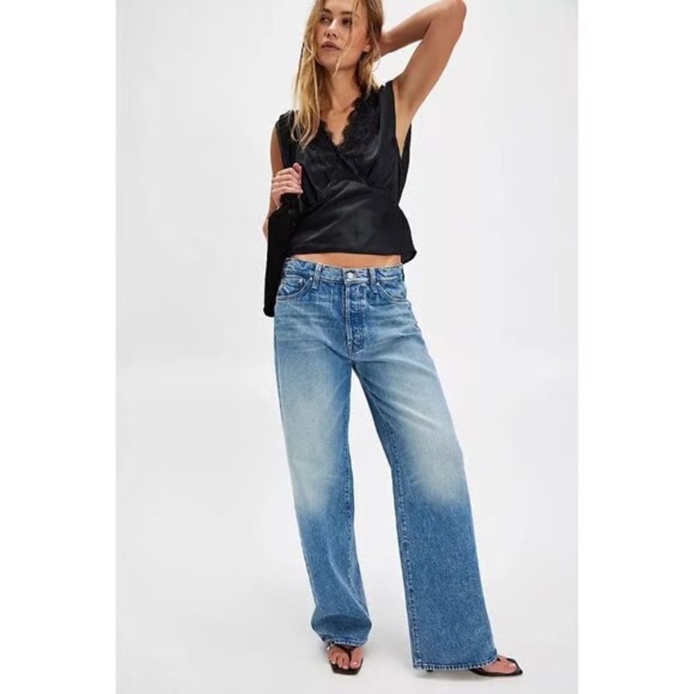 NWT Mother Superior Lil Dodger Button Sneak Jeans Wipeout Petite - Picture 2 of 5
